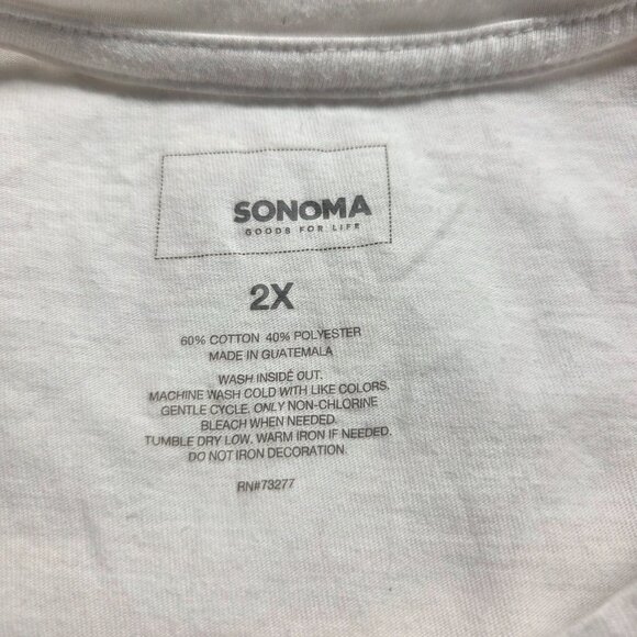 Sonoma 2x White Green Hummingbird Crewneck Shortsleeve Casual Summer T-Shirt - Picture 8 of 8